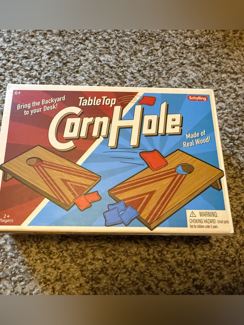 Schylling TableTop CornHole Wooden Desktop Game - Blue & Red